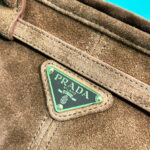 Prada Medium Suede Handbag 1BA426 Coffee